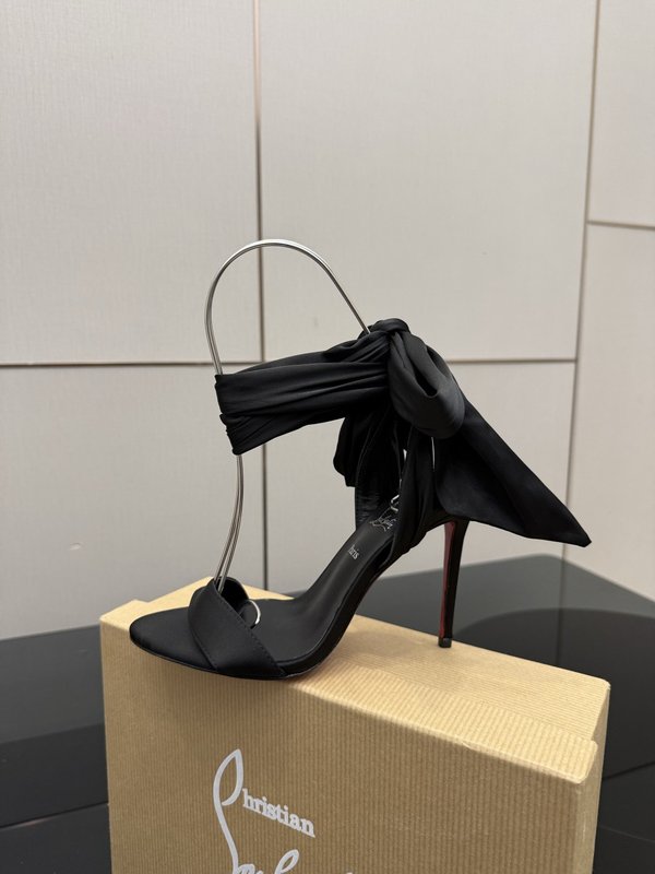 크리스찬 루부탱 레드솔 실크 하이힐 샌들 001-182560