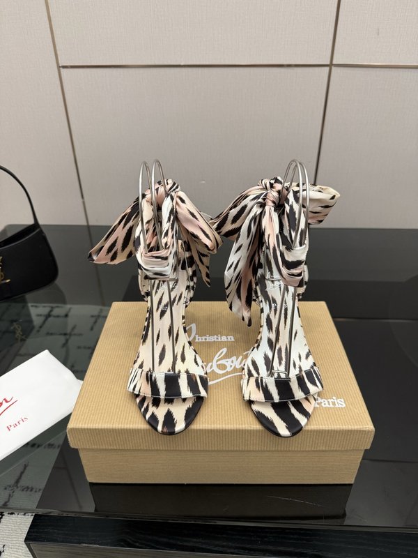 크리스찬 루부탱 레드솔 실크 하이힐 샌들 001-182564