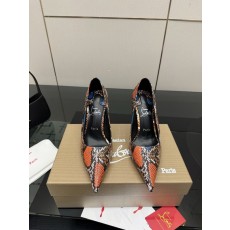 크리스찬 루부탱 뱀무늬 라인스톤 하이힐 001-182566