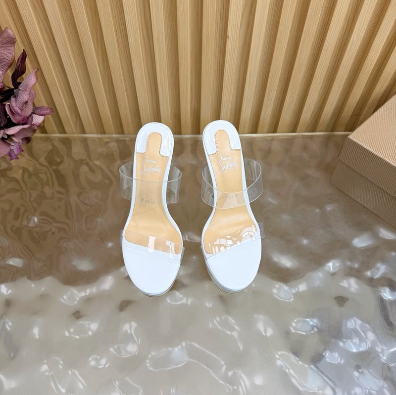레드솔 장미 꽃 장식 하이힐 샌들 001-182568
