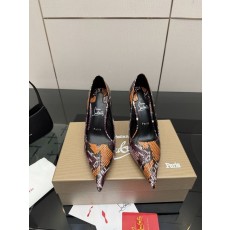뱀무늬 라인스톤 레드솔 하이힐 001-182583
