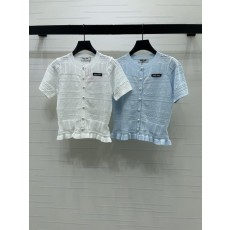 미우미우 레이스 칼라 니트 반팔 가디건 001-182656
