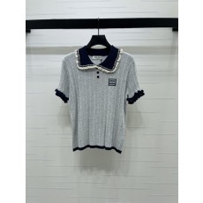 미우미우 컬러 블록 칼라 니트 반팔 001-182657