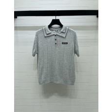 미우미우 칼라 니트 반팔 티셔츠 001-182678