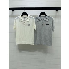 미우미우 칼라 니트 반팔 티셔츠 001-182679