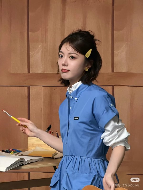 미우미우 화이트 칼라 웨이스트 셔츠 원피스 001-182683