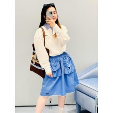 미우미우 블루 빅포켓 버블 스커트 001-182686