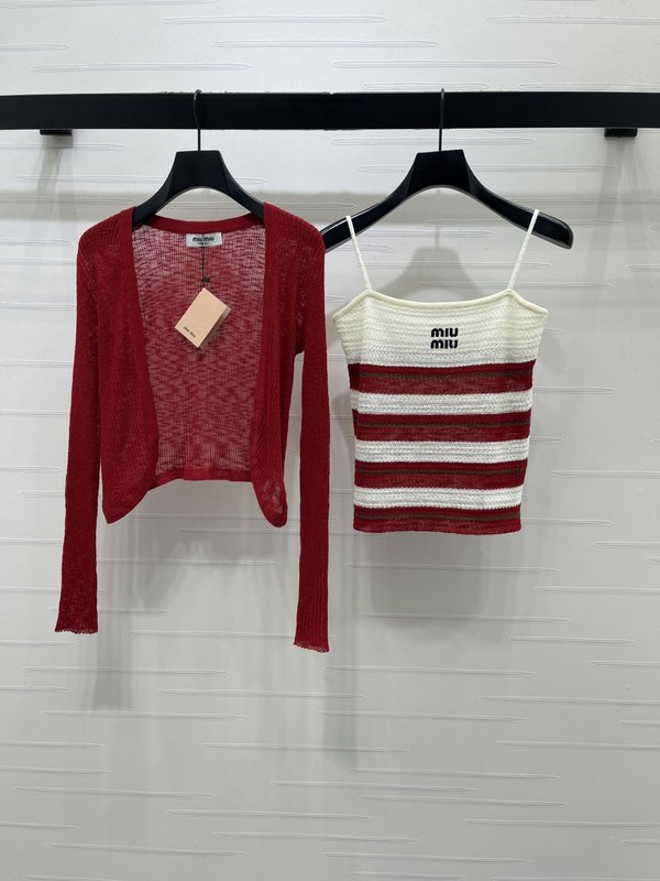 미우미우 니트 조끼 가디건 2 점 세트 001-182698