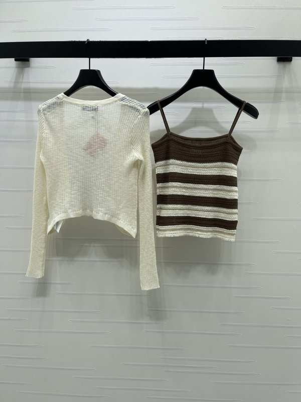 미우미우 스트라이프 조끼 가디건 2 종 세트 001-182699