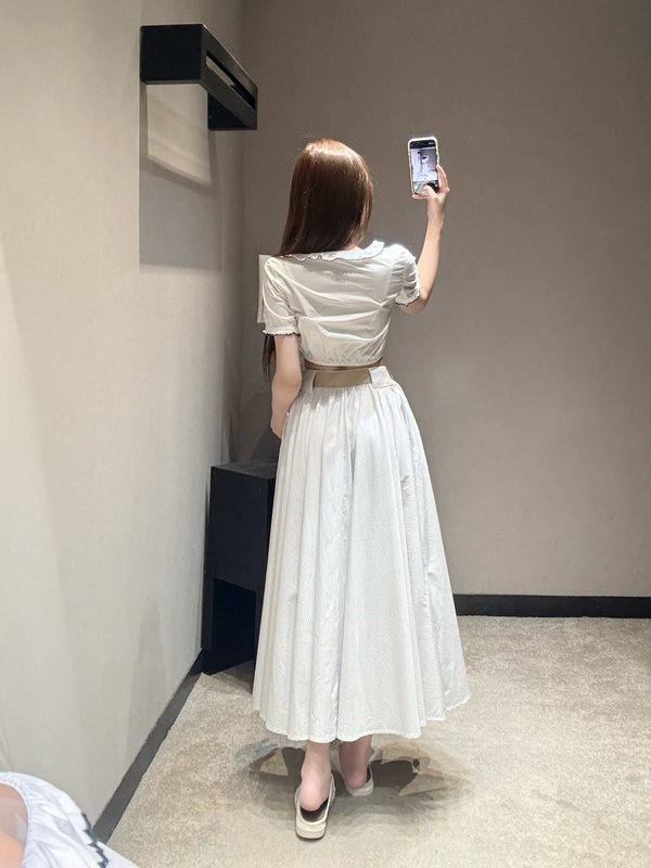미우미우 스트라이프 벨트 스커트 001-182723