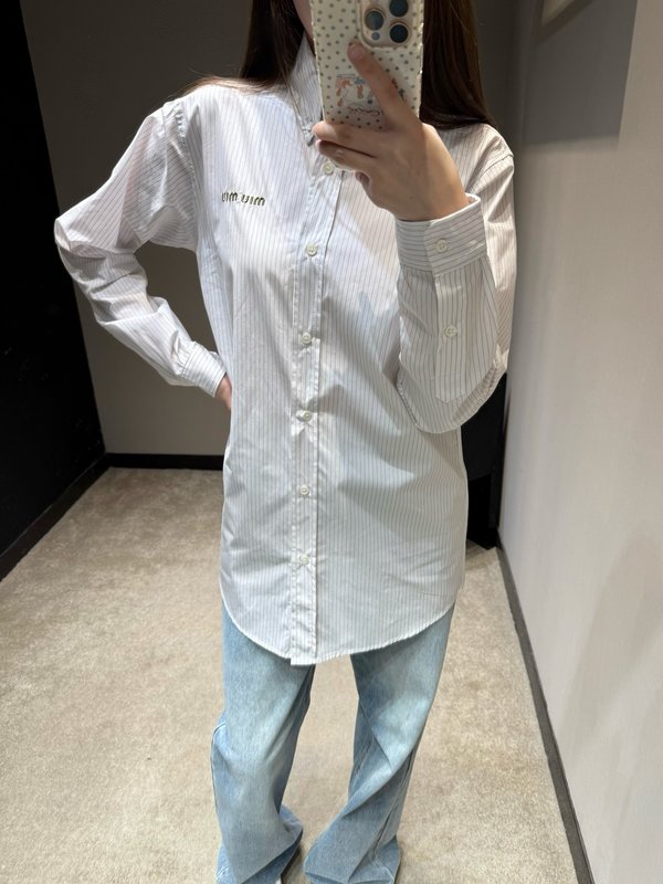 미우미우 스트라이프 루즈핏 셔츠 001-182724