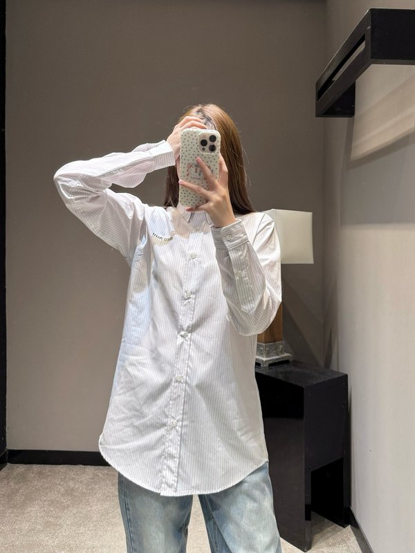 미우미우 스트라이프 루즈핏 셔츠 001-182724