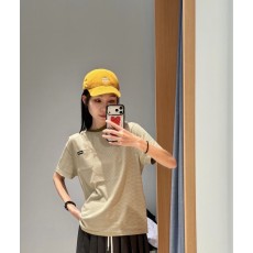미우미우 올리브 스트라이프 라운드 티셔츠 001-182725