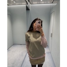 미우미우 핑크 스트라이프 긴팔 티셔츠 001-182726