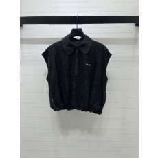 미우미우 인형 칼라 민소매 레이스 셔츠 001-182736