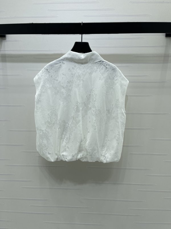 미우미우 인형 칼라 민소매 레이스 셔츠 001-182737