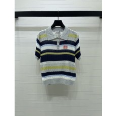 미우미우 스트라이프 칼라 니트 반팔 001-182761