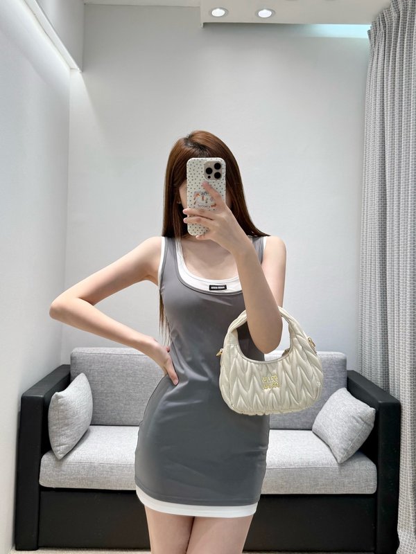미우미우 컬러 블록 가짜 투피스 힙스커트 원피스 001-182835