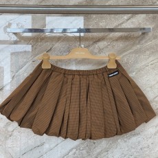 미우미우 브라운 체크 플리츠 스커트 001-182849