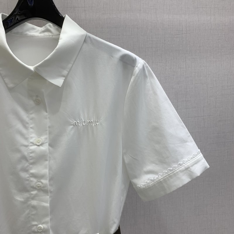 미우미우 칼라 셔츠 원단 레터링 자수 001-182943