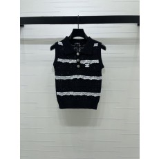샤넬 칼라 스트라이프 니트 조끼 001-182977