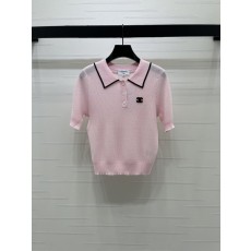 샤넬 봄여름 컬러블록 칼라 니트 반팔 001-183018
