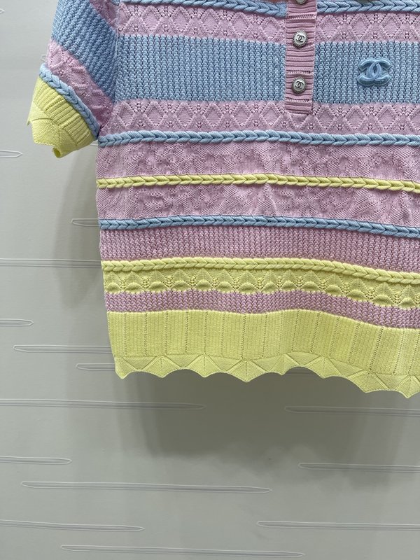 샤넬 칼라 스트라이프 니트 반팔 001-183032