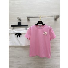 샤넬 진주 장식 반팔 티셔츠 001-183058