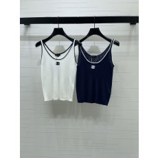 샤넬 컬러 블록 U 넥 니트 조끼 001-183065