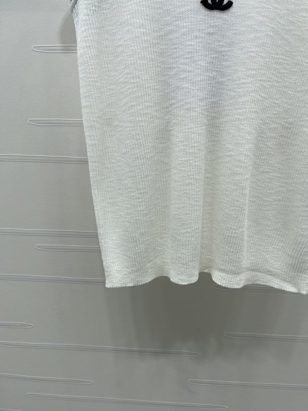 샤넬 컬러 블록 U 넥 니트 조끼 001-183065