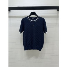 샤넬 다이아몬드 니트 반팔 티셔츠 001-183086