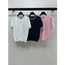 샤넬 마름모꼴 니트 반팔 티셔츠 001-183087