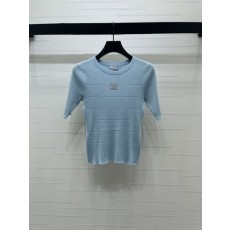 샤넬 로고 니트 반팔 티셔츠 001-183166