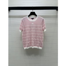 샤넬 스트라이프 니트 라운드 티셔츠 001-183183