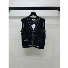 샤넬 봄여름 레이스 V 니트 조끼 001-183190