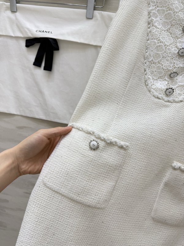 레이스 스팽글 디테일 화이트 원피스 001-183224