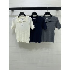 샤넬 칼라 니트 반팔 티셔츠 001-183246