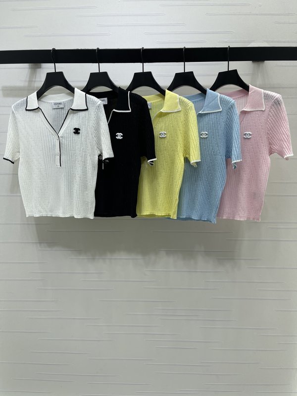 샤넬 칼라 니트 반팔 티셔츠 001-183251