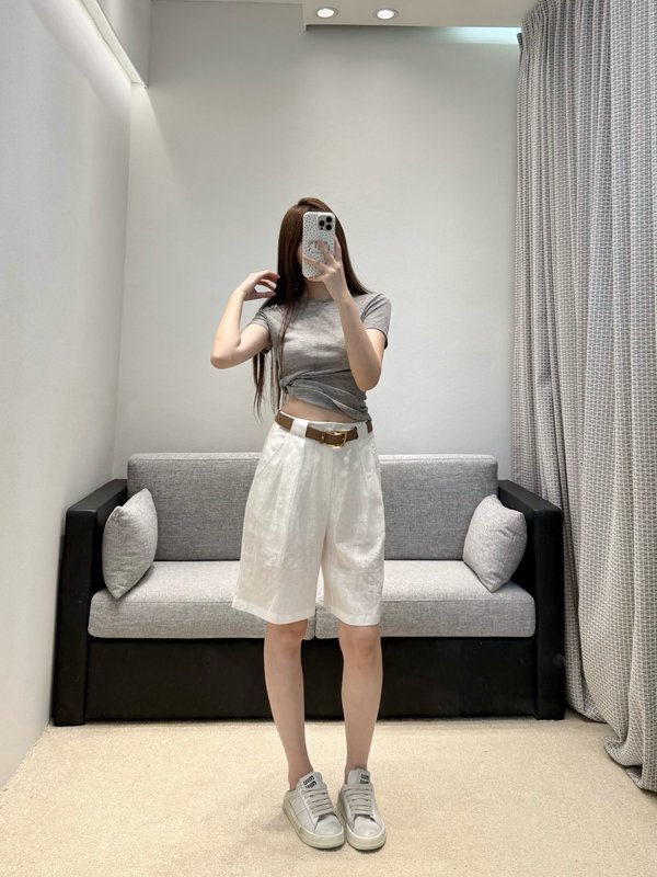샤넬 린넨 플리츠 쇼츠 001-183254