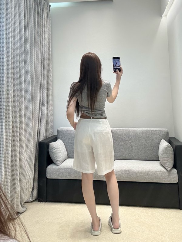 샤넬 린넨 플리츠 쇼츠 001-183254