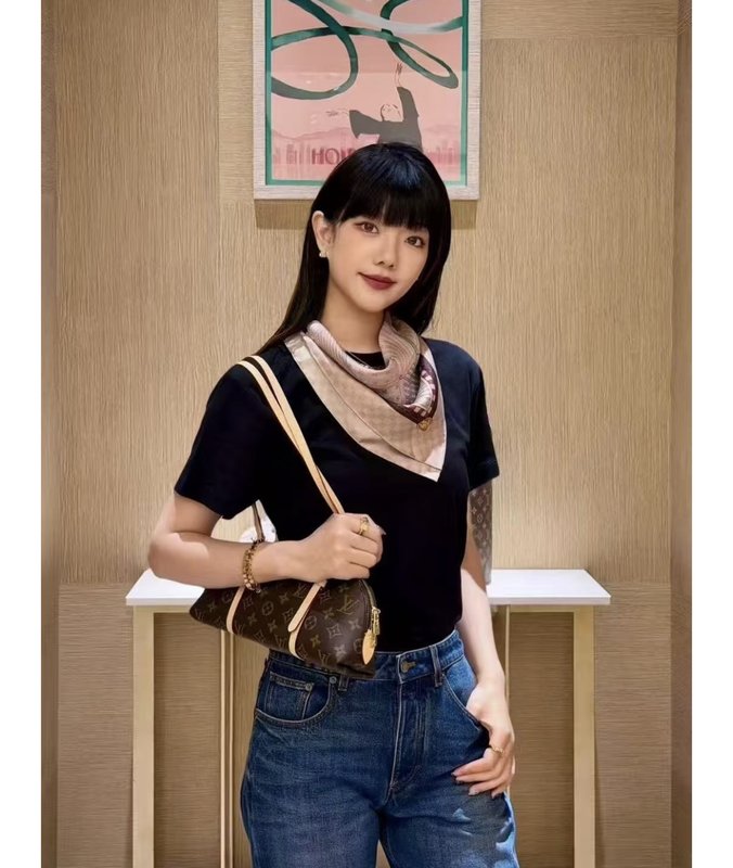 루이비통 스카프 프린트 면 드레스 001-183285