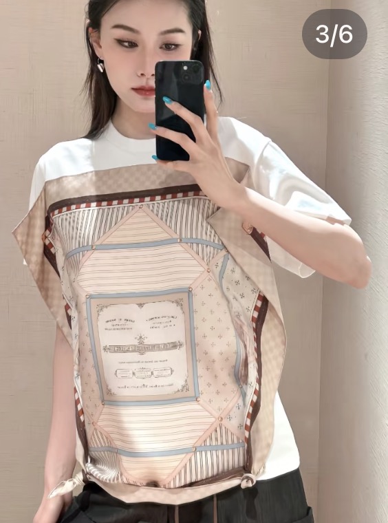 루이비통 봄여름 신상 스카프 프린트 면 상의 001-183286