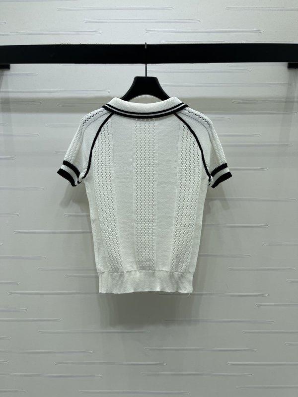 루이비통 래글런 칼라 스트라이프 니트 반팔 티셔츠 001-183309