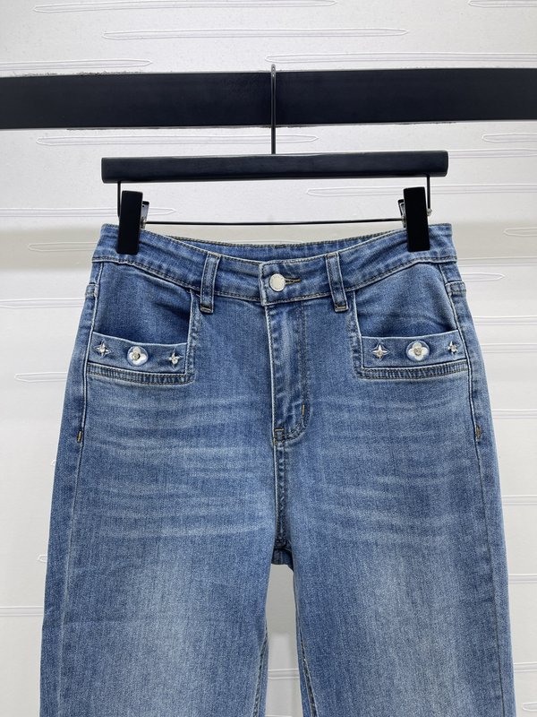 루이비통 자수 마이크로 플레어 데님 팬츠 001-183311
