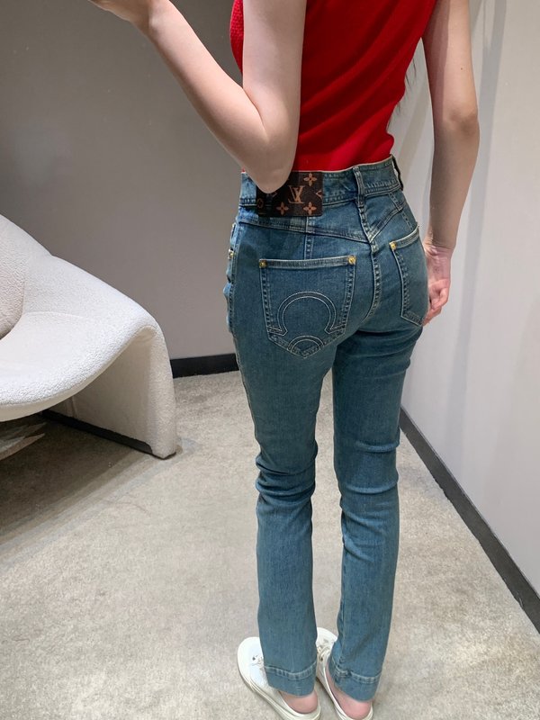루이비통 빈티지 워싱 스키니 진 001-183312