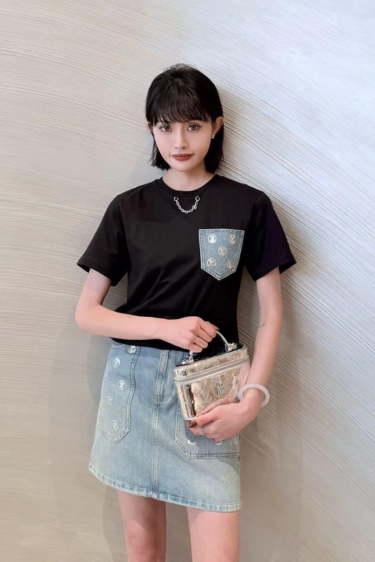 루이비통 스팽글 포켓 체인 반팔 티셔츠 001-183315