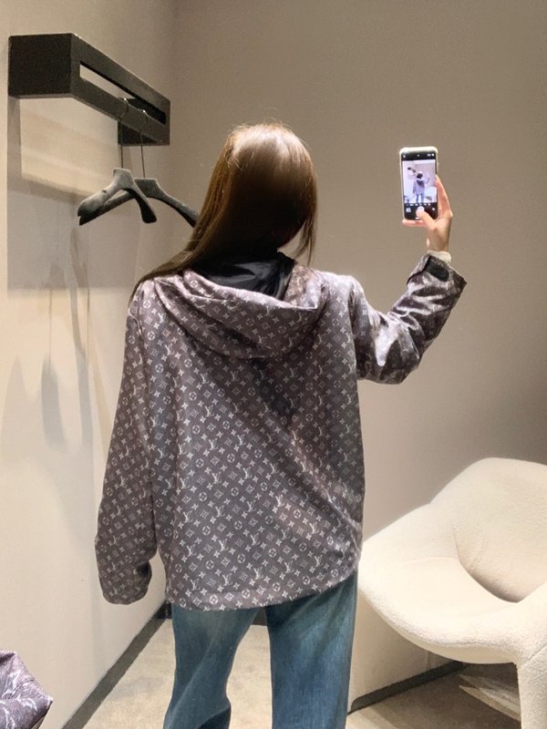 루이비통 모노그램 프린트 후드 트렌치 코트 001-183319