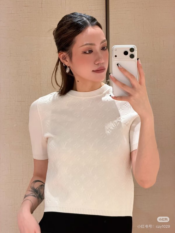 루이비통 봄여름 자카드 반팔 티셔츠 001-183337