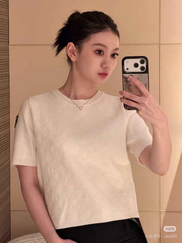 루이비통 봄여름 자카드 반팔 티셔츠 001-183337