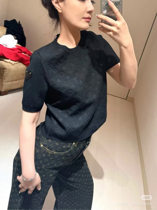 루이비통 봄여름 자카드 반팔 티셔츠 001-183338